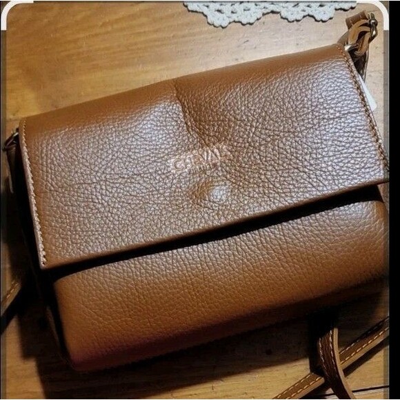 CHEVAL Firenze Italy Purse Brown Pebbled Leather Crossbody Foldover Flap Bag - Picture 7 of 16